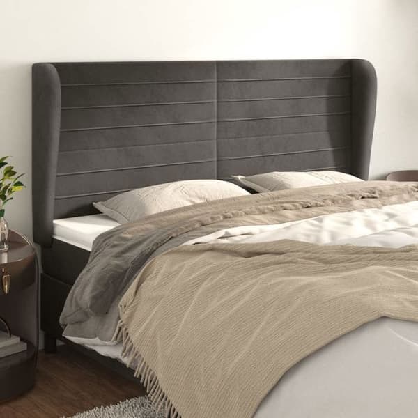 Maison Exclusive - Päätylevy korvilla Tummanharmaa 203x23x118/128 cm Sametti Mörkgrå