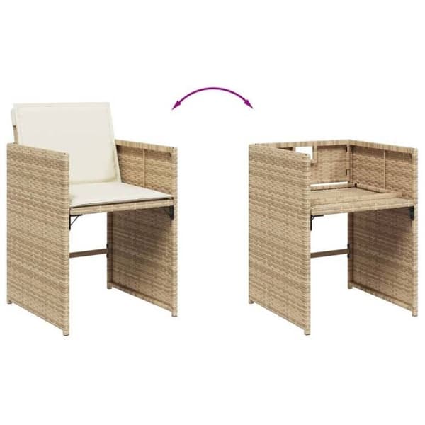 Maison Exclusive - Trädgårdsset med 5 delar i beige polyrotting med kuddar