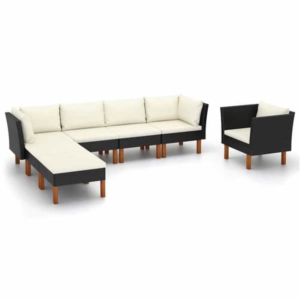 Maison Exclusive - Havegruppe 7 stk. Vævet harpikstræ og eucalyptus træ Sort