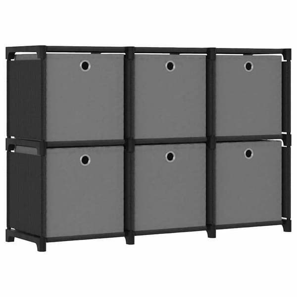 Maison Exclusive - Displayhylde 6 kuber og kasser Sort 103x30x72,5 cm Stof