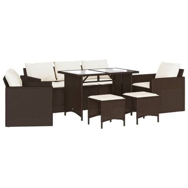 Maison Exclusive - Trädgårdsmöbler med kuddar 6 delar brun flätad resin