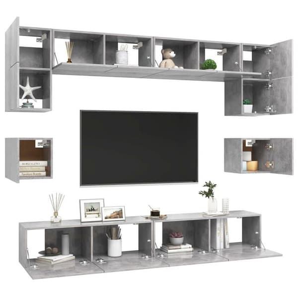 Maison Exclusive - 8 dele TV-møbel sæt Grå beton Ingeniørtræ