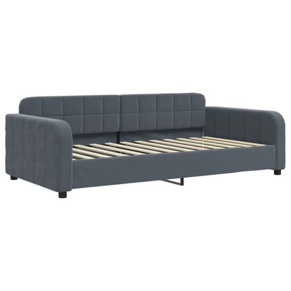 Sängsoffa - EXKLUSIV HEM - 2 i 1 (soffa-säng) - Mörkgrå sammet - 90x200 cm - Lattsäng Mörkgrå