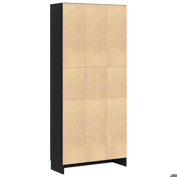 Bibliotek - EKSKLUSIV HUS - 82,5x30,5x185 cm - Sort - Ingeniørtræ - Glasdøre
