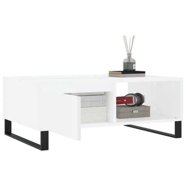 Bord - EKSKLUSIV HUS - 90x60x35 cm - Ingeniørtræ - 2 rum - Jernben Vit