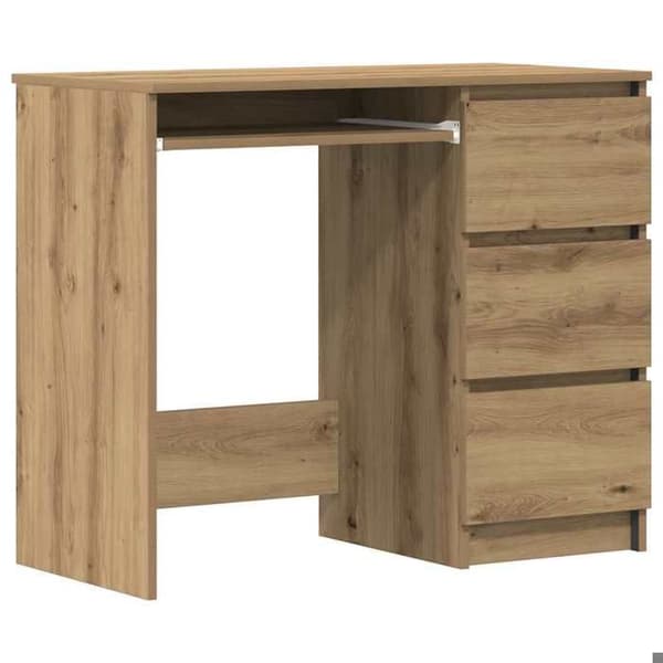 Maison Exclusive - Håndlavet egetræskontor 90x45x76 cm ingeniørtræ Ek