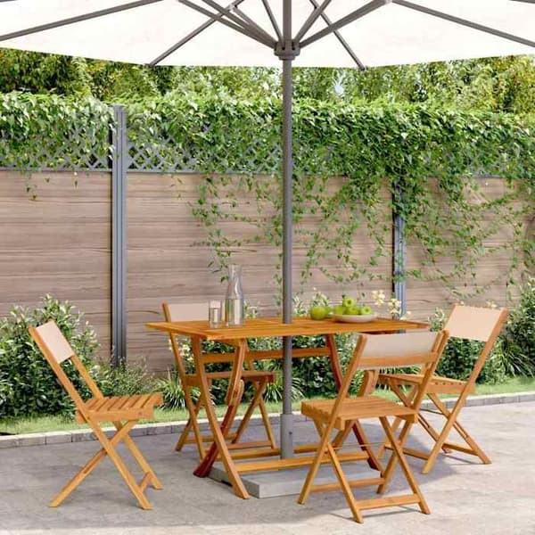 Maison Exclusive - Fällbara stolar 4 delar Beige tyg och massivt trä