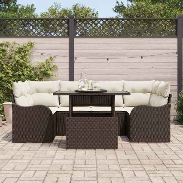 Trädgårdsmöbler - EXKLUSIVT HUS - 7-delat set - Modulerbart - 6 platser - Poly rattan brun brun