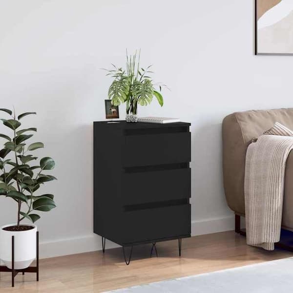 Maison Exclusive - Sort buffet 40x35x70 cm ingeniørtræ