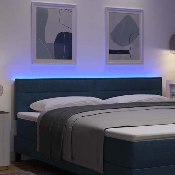 Maison Exclusive - LED-hovedgærde med blå LED-strips 180 cm stof