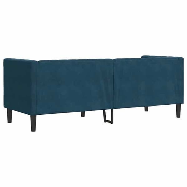 Sofa - EKSKLUSIVT HUS - Chesterfield - 3 pladser - Blå velour - Puder inkluderet Blå