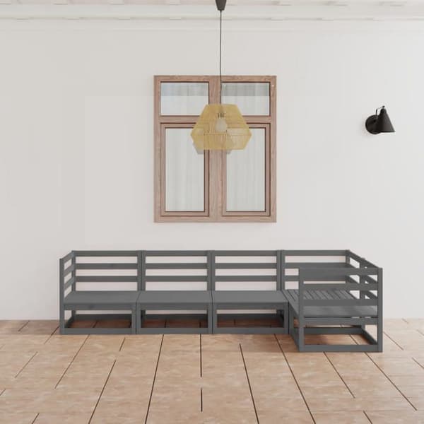 Maison Exclusive - Havegruppe 5 stk grå massiv fyrretræ grå