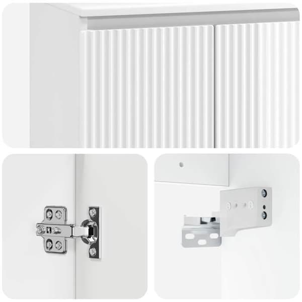 Maison Exclusive - Väggmonterad handfatsspegel i blank vit 49,5 x 41 x 64,5 cm