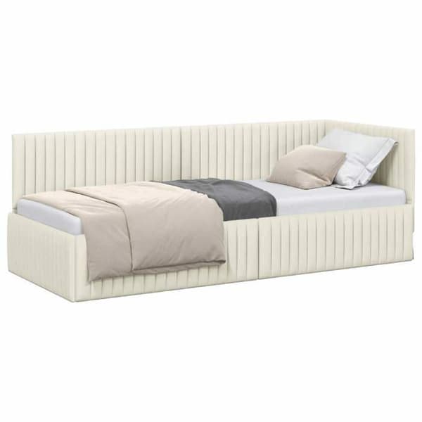 Maison Exclusive - Vinkel sengestel Creme 80 cm x 200 cm Velour