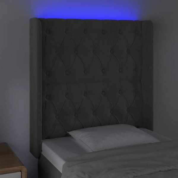 Maison Exclusive - LED-huvudgavel Mörkgrå 83x16x118/128 cm Sammet mörkgrå
