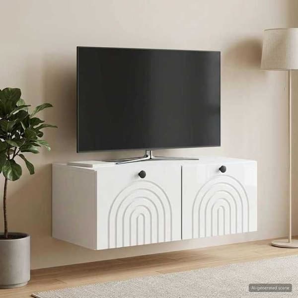 Exklusiv Hem - Väggmonterad TV-möbel Väggmontering Vit glansig 78,5 x 41 x 30 cm