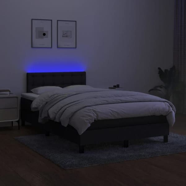Maison Exclusive - Sengebund med lameller og madras LED Sort 120x200 cm Stof