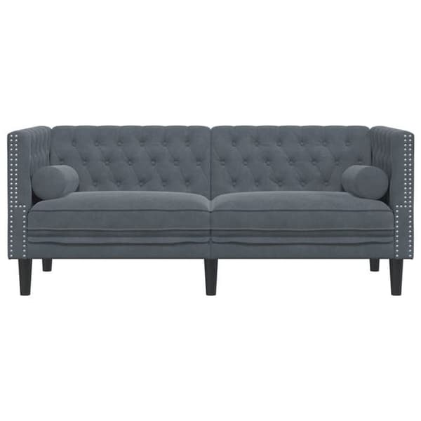 Maison Exclusive - Chesterfield-soffa med kuddar 2 platser mörkgrå sammet