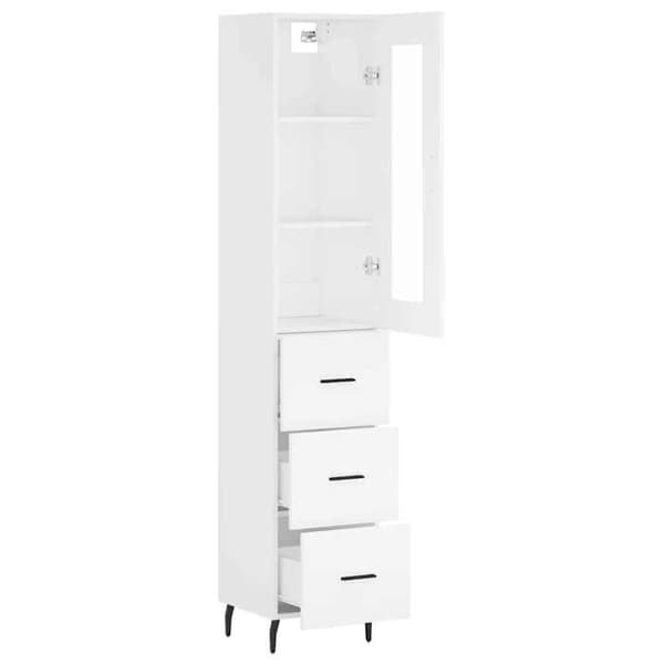 Maison Exclusive - Høj hvid buffet 34,5x34x180 cm Ingeniørtræ Vit