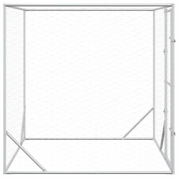 Utomhuskennel - Exklusivt hus - Galvaniserat stål - 2x2x2 m - Låsbar dörr silver-