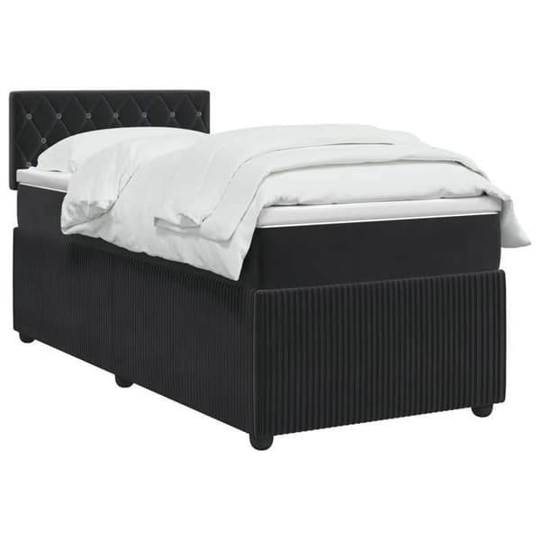 Maison Exclusive - Boxspring-sänky mustalla patjalla 90 x 200 cm sametti