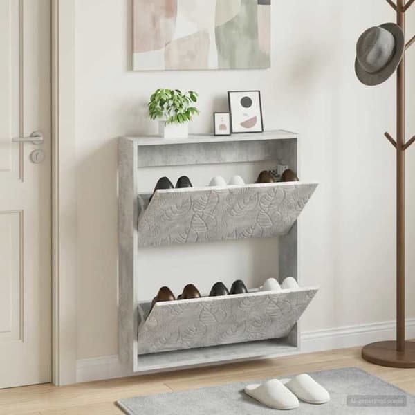 Maison Exclusive - Seinälle asennettava DELFT-kengäteline 71 x 17 x 86 cm Betoni harmaa