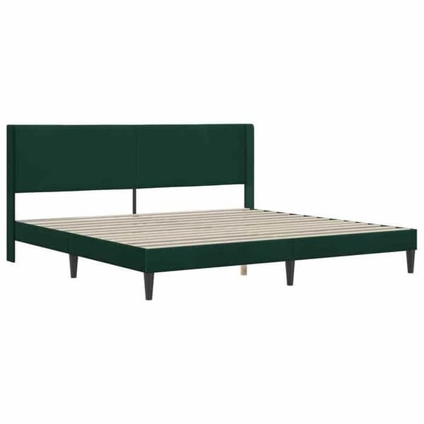 Sängram med madrass - EXKLUSIV HEM - Rektangulär - 200 x 200 cm - Mörkgrön sammet - Ribbotten Mörkgrön