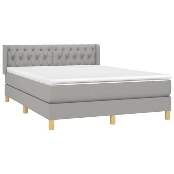 Maison Exclusive - Sengebund med lameller og madras Lys grå 140x200cm Stof