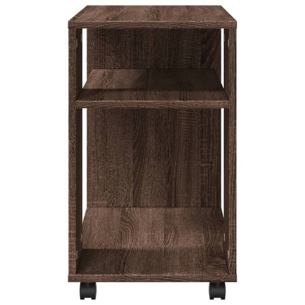 Maison Exclusive - Sidebord med hjul i brunt egetræ og ingeniørtræ
