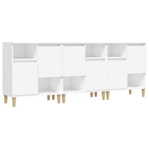Maison Exclusive - Bufféer 3 st vit 60x35x70 cm ingenjörsträ