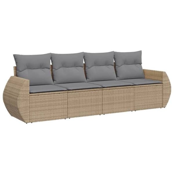 Maison Exclusive - Trädgårdsmöbler med kuddar 4 delar beige flätad resin