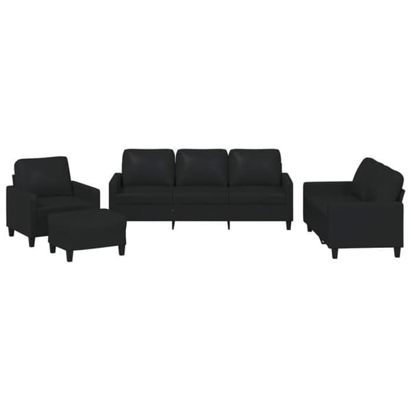 Maison Exclusive - Sæt af 4 sofaer med puder i sort kunstlæder