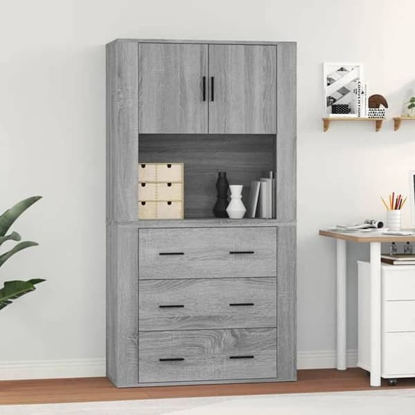 Maison Exclusive - Buffé hög Sonoma grå Ingenjörsträ Sonoma grå
