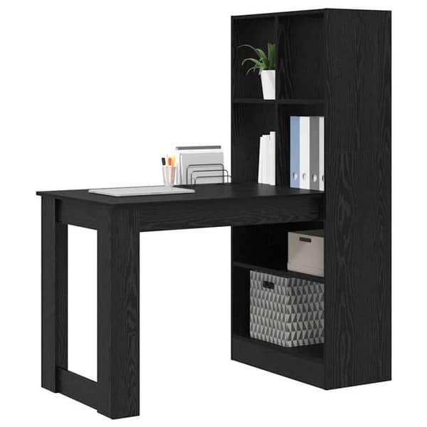 Maison Exclusive - Kontor Sort egetræ Ingeniørtræ 122 x 67 x 145 cm svart ek
