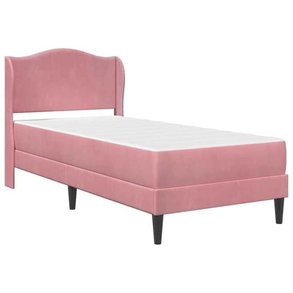 Sengestel - EKSKLUSIV HUS - 100 x 200 cm - Hovedgærde - Rosa velour - Opbevaring under sengen Ros