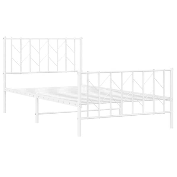 Sengestel - EKSKLUSIV HUS - 100x200 cm - Hvid stål - Metal lameller - Opbevaring under sengen Vit