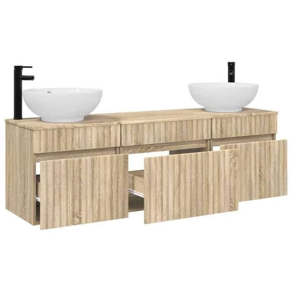 Maison Exclusive - Badeværelsesskabssæt 3 stk Sonoma Eg