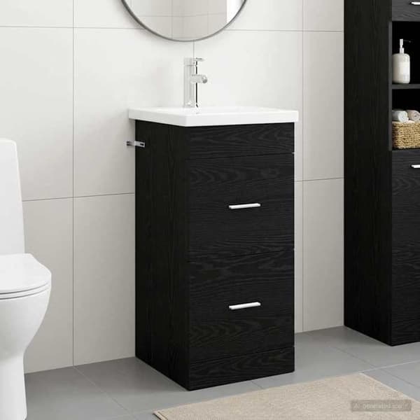Maison Exclusive - Badeværelsesmøbel med vask, Sort eg 42 x 40 x 84,5 cm