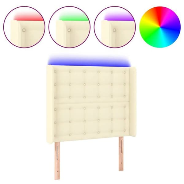 Maison Exclusive - LED Hovedgærde Creme 103x16x118/128 cm Simililæder
