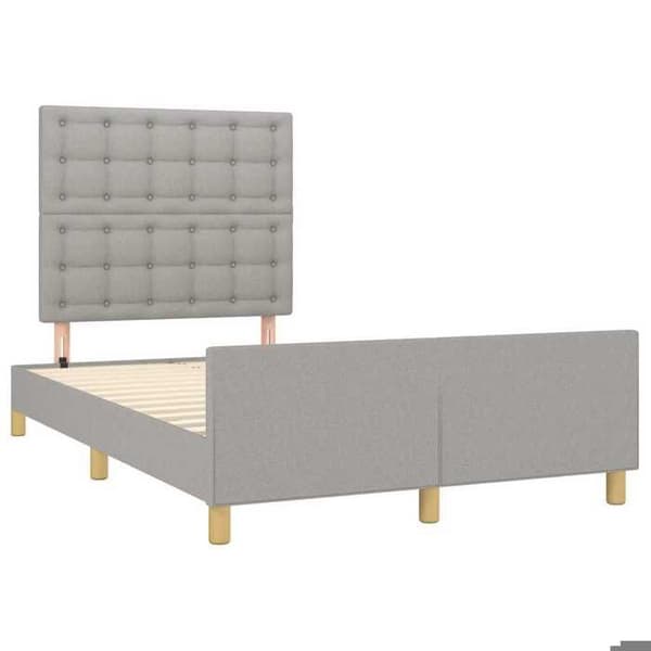Sengestel - EKSKLUSIV HUS - 120x200 cm - lys grå - polyester stof - justerbar hovedgærde ljusgrått