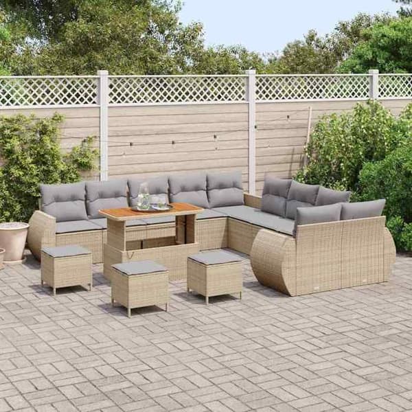 Maison Exclusive - 14 hengen beige ja vaaleanharmaa puutarhakalustesarja 14 kpl Ej specificerat