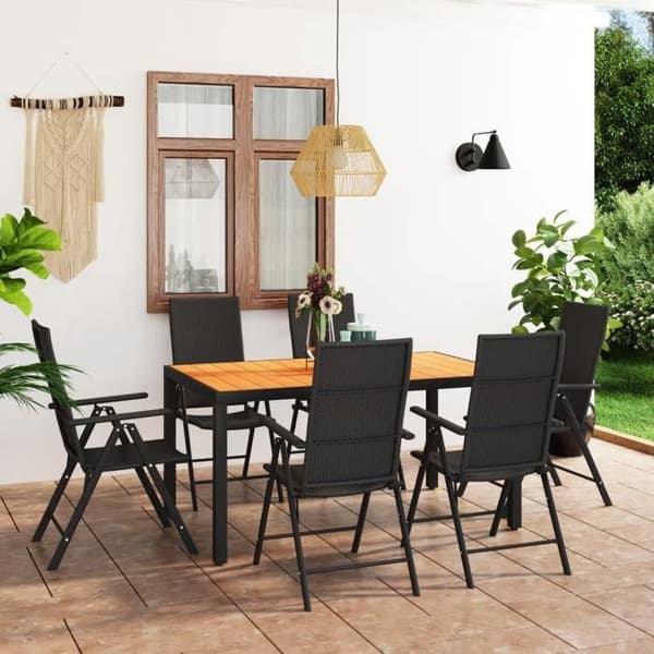 Maison Exclusive - Trädgårdsset 7 delar svart och brunt
