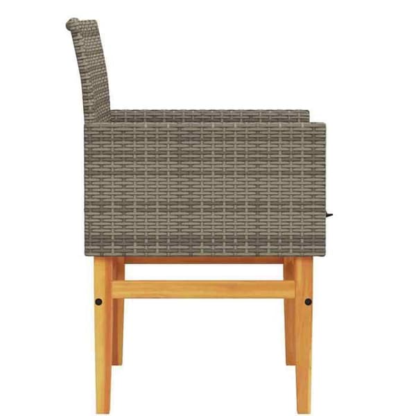 Maison Exclusive - Trädgårdsstolar med kuddar, set om 2, grå vävd resin och trä