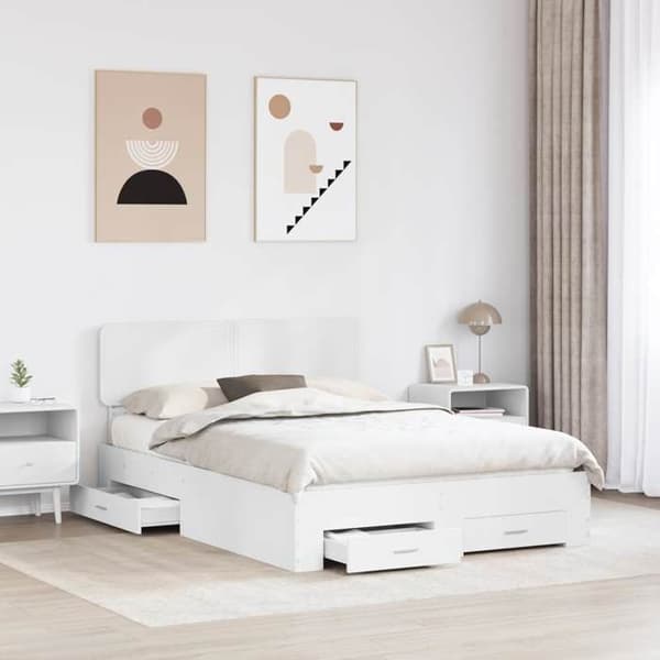 Maison Exclusive - Sängram med låda Vit 140 x 190 cm Ingenjörsträ