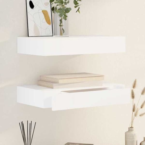 Maison Exclusive - Seinähyllyt laatikoilla 2 kpl Valkoinen 48 cm Matt vit