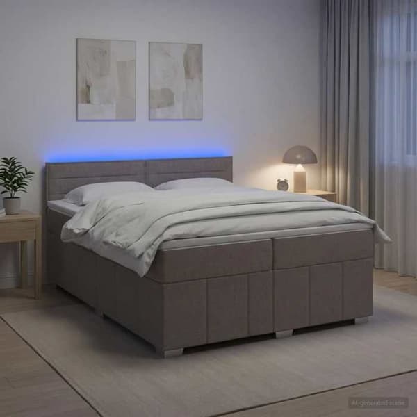 Maison Exclusive - Boxspring seng med madras Taupe 200 x 200 cm Stof