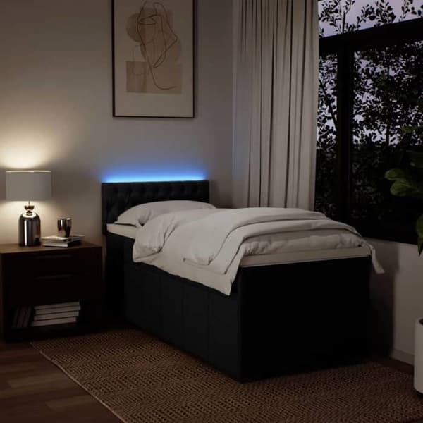 Maison Exclusive - Seng med lamelbund og madras Sort 90x200 cm Stof