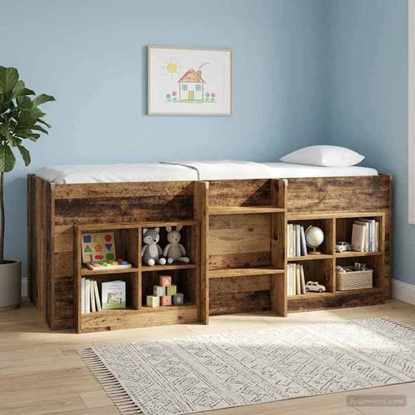 Maison Exclusive - Hög Sängram för Barn i Antik Trä 90 x 190 cm