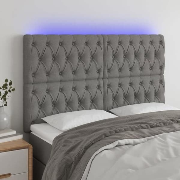 Maison Exclusive - LED-päätyharso Tummanharmaa 144x7x118/128 cm Kangas mörkgrå