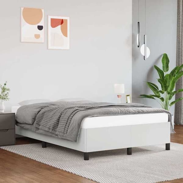 Sengestel - EKSKLUSIV HUS - 120x200 cm - Kunstlæder hvid - Lameller - Robuste ben Vit